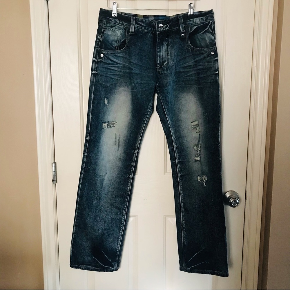 DOLCE & GABBANA Distressed Men’s Denim Straight-leg Jeans Darkwash Size 39